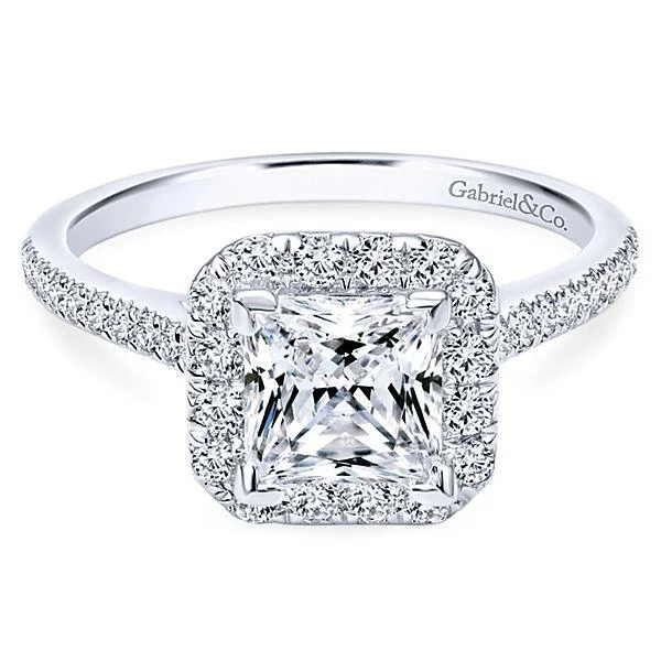 Cushion Princess Center Halo Diamond Ring .35Cttw 14K Gold