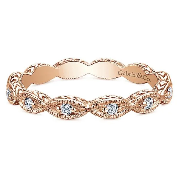 Marquise Shaped Stackable Diamond Ring 14K Rose Gold