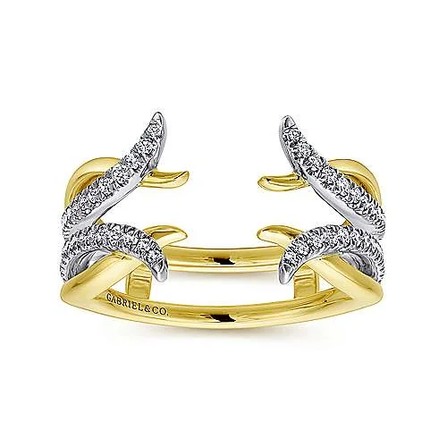 French Pave Diamond Ring Enhancer 14K White and Yellow Gold