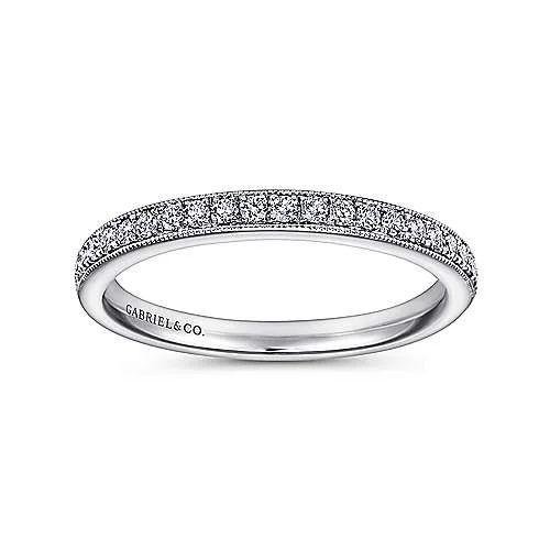 Vintage Style Straight Bead Set Diamond Wedding Ring