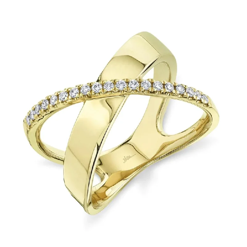 14K Yellow Gold 0.19cttw Diamond Crossover Fashion Ring