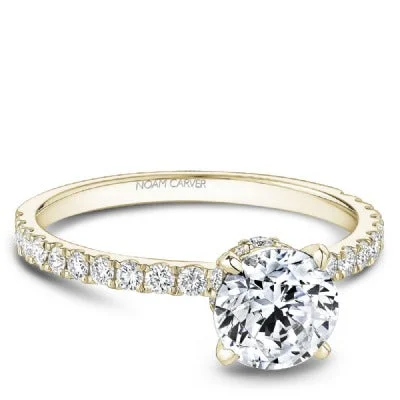 Pave Diamond Engagement Ring 14K Yellow Gold 848A