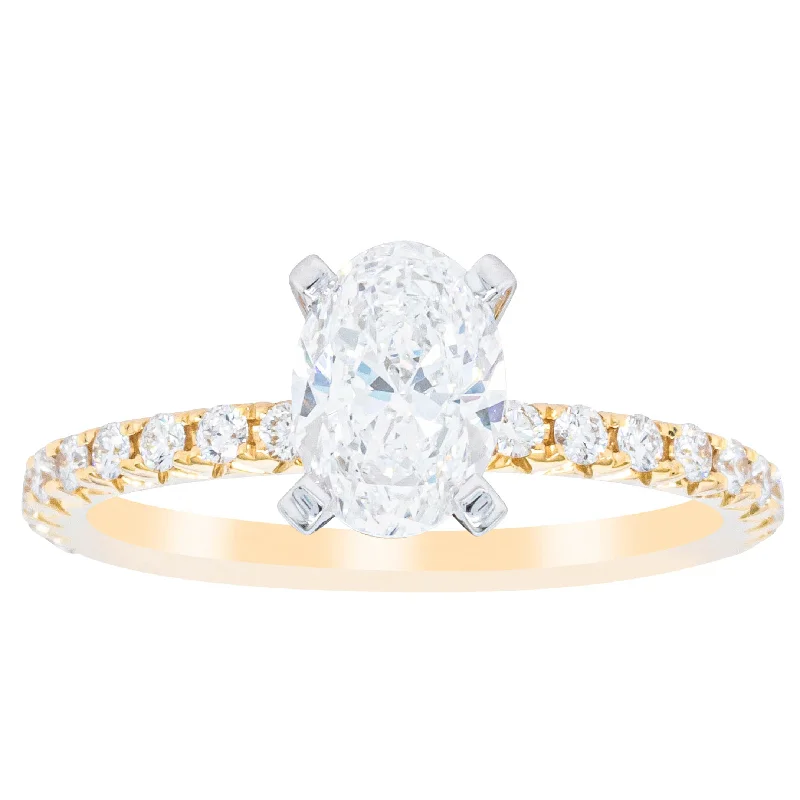 18ct Yellow Gold 1.00ct Oval Cut Diamond Comet Ring