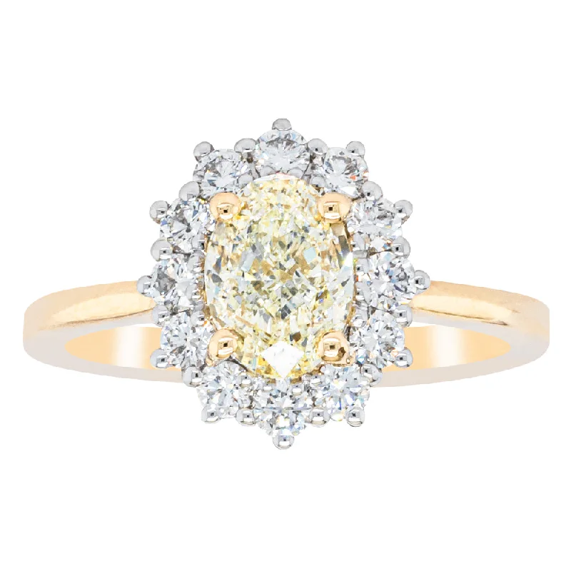 18ct Yellow Gold 1.21ct Oval Cut Diamond Belle Ring