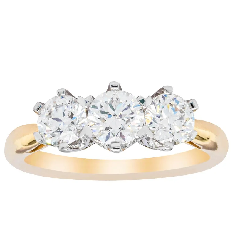 18ct Yellow Gold 1.23ct Diamond Trilogy Ring