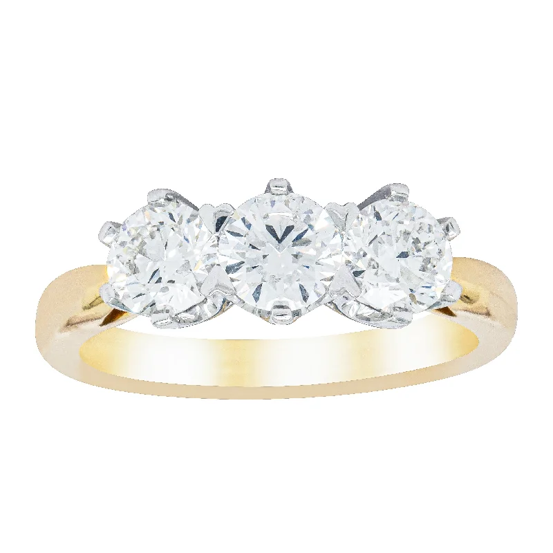 18ct Yellow Gold 1.50ct Diamond Trilogy Ring