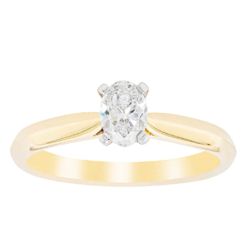 18ct Yellow Gold .40ct Oval Cut Diamond Venetian Ring