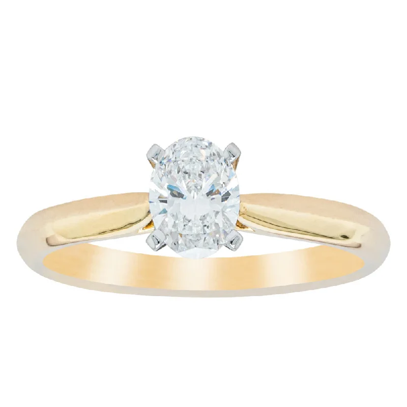 18ct Yellow Gold .50ct Oval Cut Diamond Venetian Ring