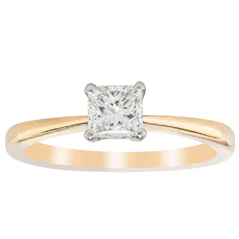 18ct Yellow Gold .53ct Princess Cut Reclaimed Diamond Royale Ring