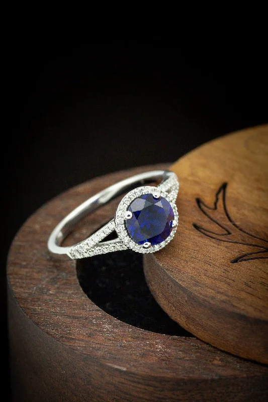 "AURA" - BIRTHSTONE RING WITH A LAB-GROWN BLUE SAPPHIRE CENTER STONE & DIAMOND ACCENTS