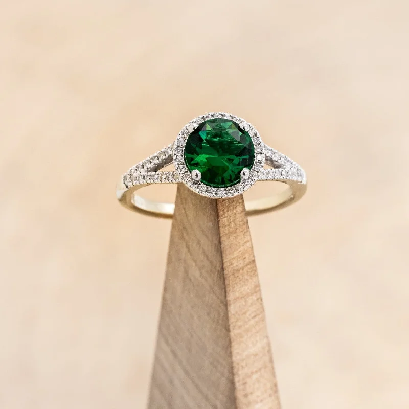 "AURA" - BIRTHSTONE RING WITH A LAB-GROWN EMERALD CENTER STONE & DIAMOND ACCENTS