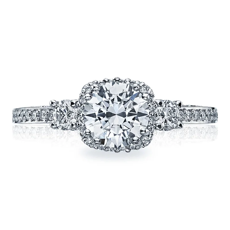 Round with Cushion Bloom 3-Stone Engagement Ring