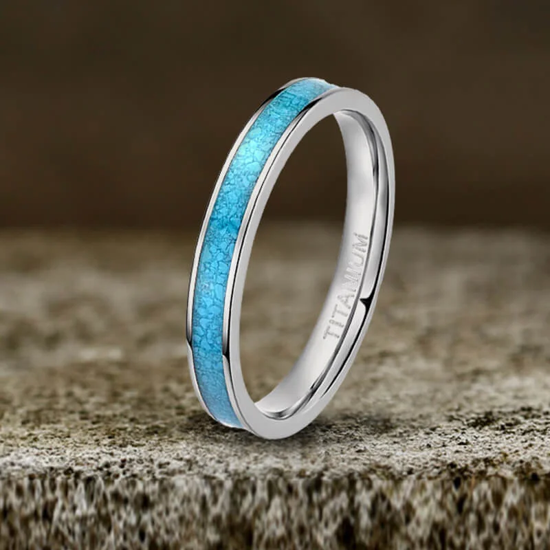 3mm Turquoise Band Titanium Ring