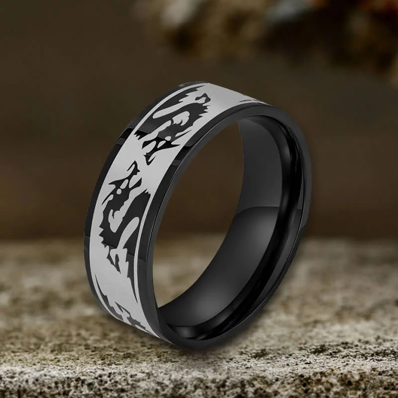 8 mm Dragon Shadow Stainless Steel Ring