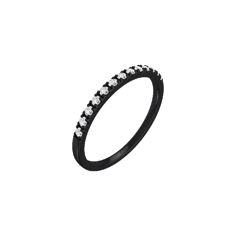 Black essential band half pave ring 2mm