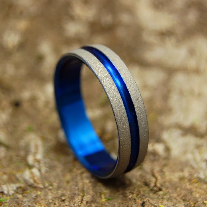 Deckard | Men's Blue & Titanium Wedding Ring