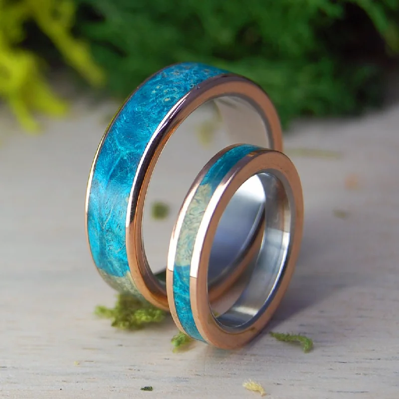 Bronze Turquoise Box Elder |  Bronze & Box Elder Wood Titanium / Wood Wedding Ring