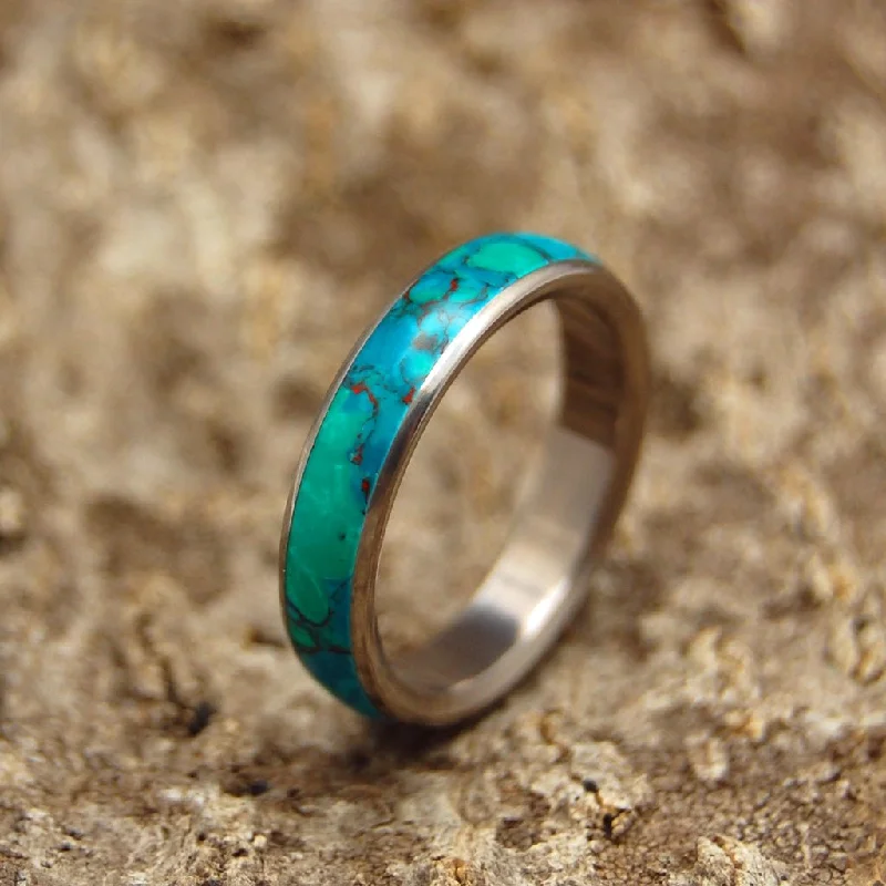 Stone Of Eilat | Men's Chrysocolla Stone & Titanium Wedding Ring