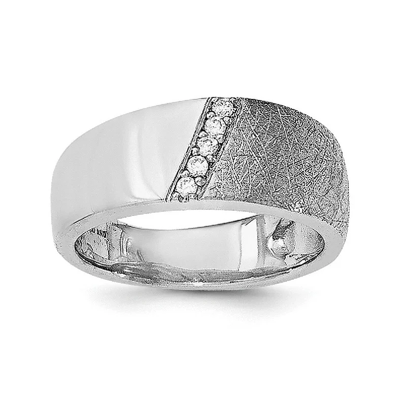 Curata 925 Sterling Silver Solid Polished Open back and CZ Cubic Zirconia Simulated Diamond Ring