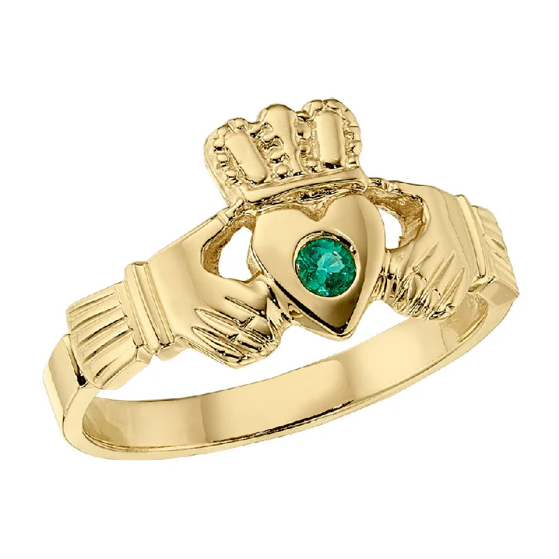 Emerald Gold Claddagh Ring