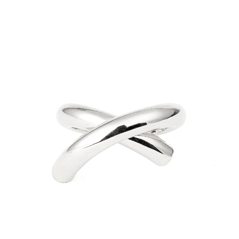 Cross Loop Medium Plain 18K Whitegold Ring