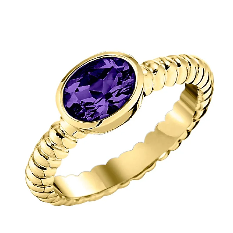 Modern Bezel Amethyst Ring