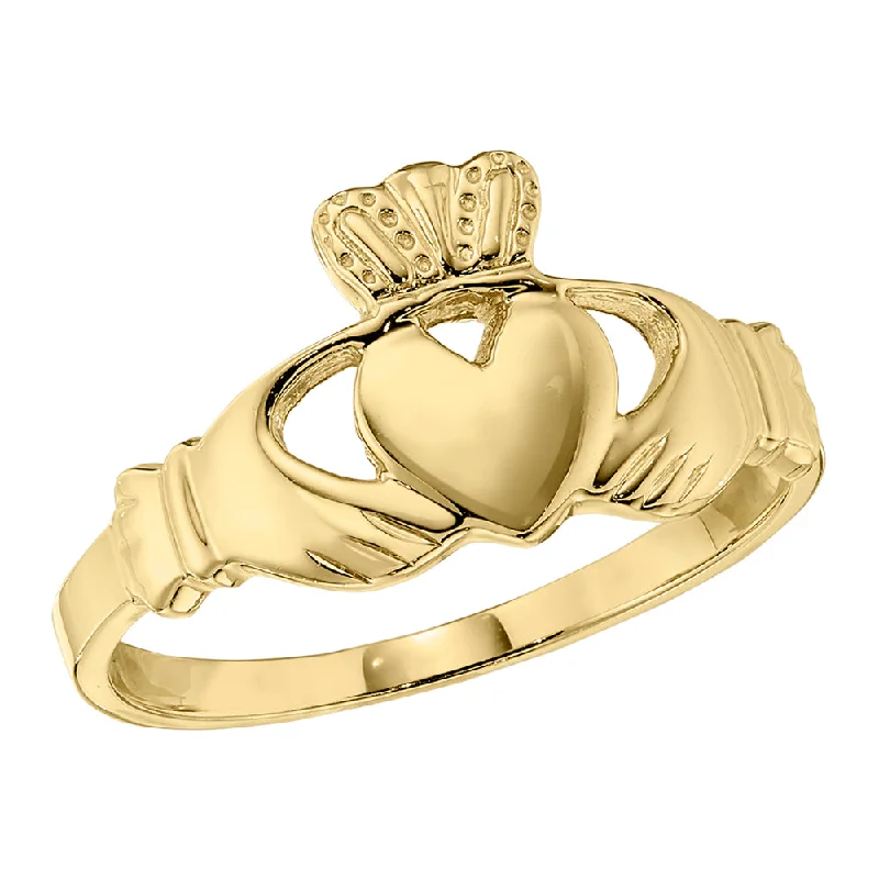 Gold Claddagh Ring Mens Light Band