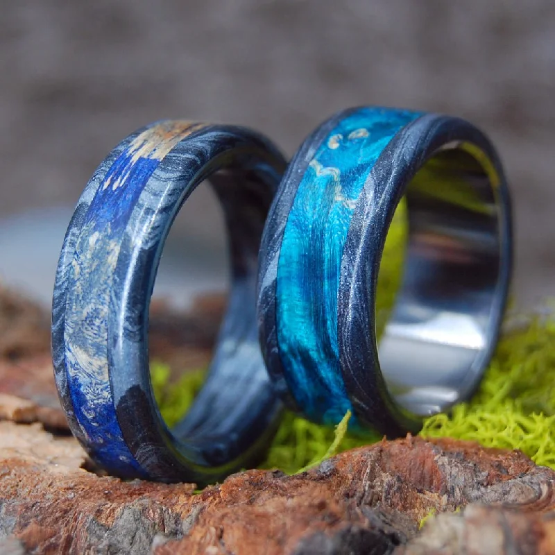 Greek God Wedding Set | Wood & M3 Titanium Men's & Women's Wedding Ring Set