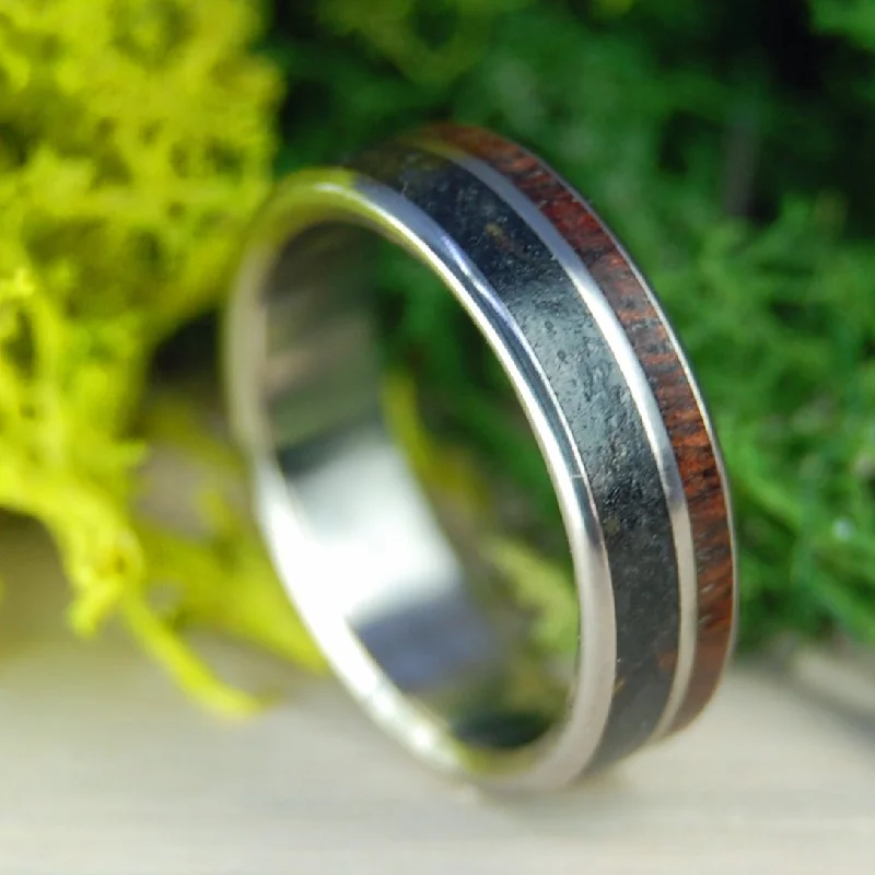 Her Alaskan Heart | Men's Alaskan Lava, Koa Wood & Titanium Wedding Ring