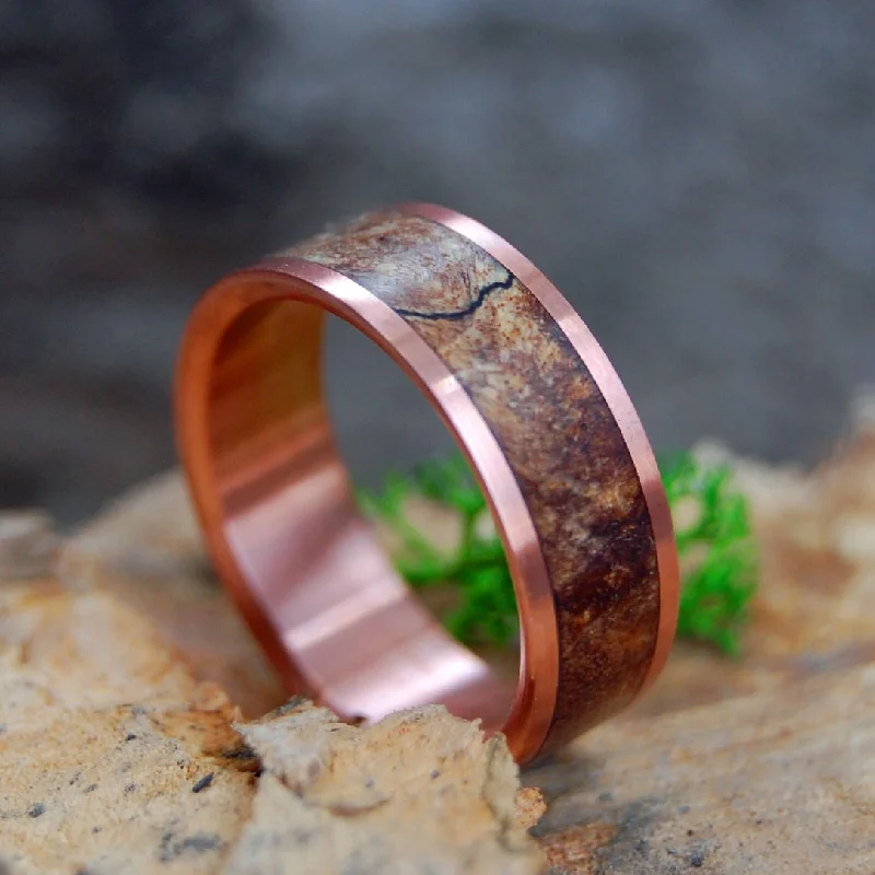 Ode To The Copper Miner | Men's Copper, Spalted Maple Wood & Titanium Wedding Ring