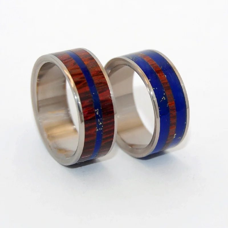 Lapis Red Palm |  Red Palm Wood & Lapis Lazuli Stone Titanium & Wood Wedding Ring