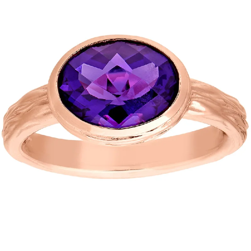 Wood Grain Modern Amethyst Ring