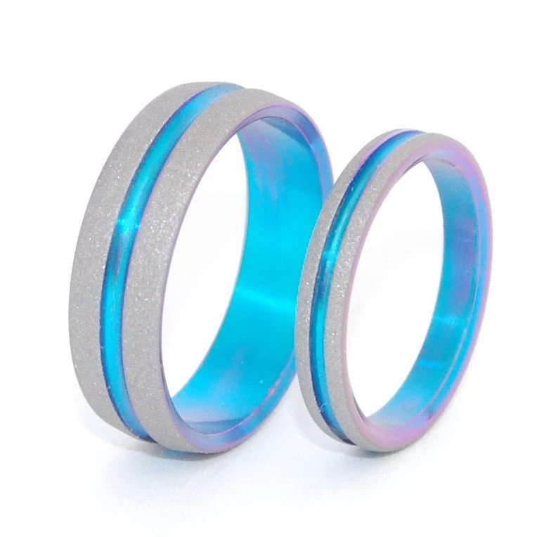 Magical | Hand Anodized Titanium - Unique Wedding Ring - Wedding Ring Sets