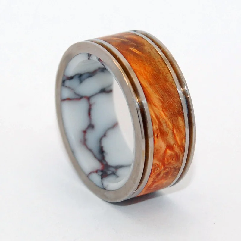 Marriage Material | Men's Wild Horse Jasper Stone, Box Elder Wood & Titanium Wedding Ring