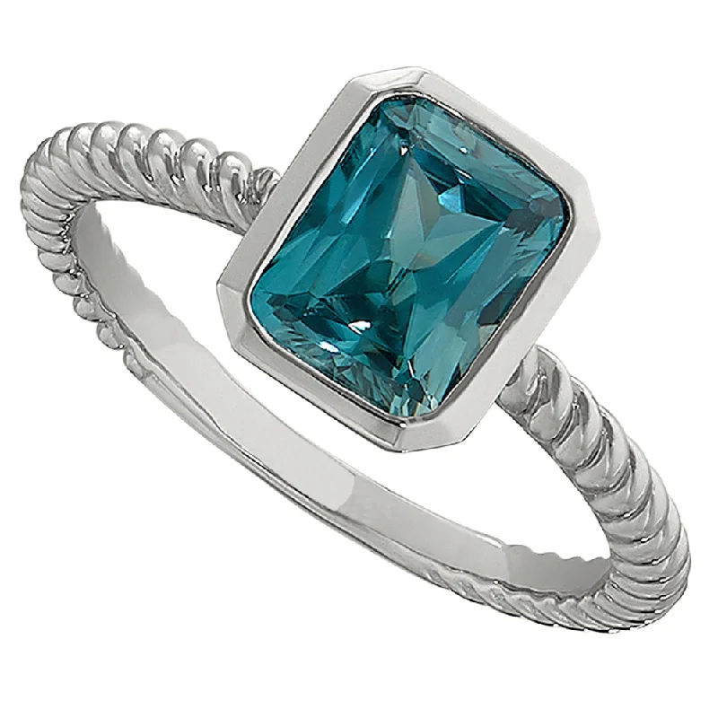 Modern Blue Zircon Ring