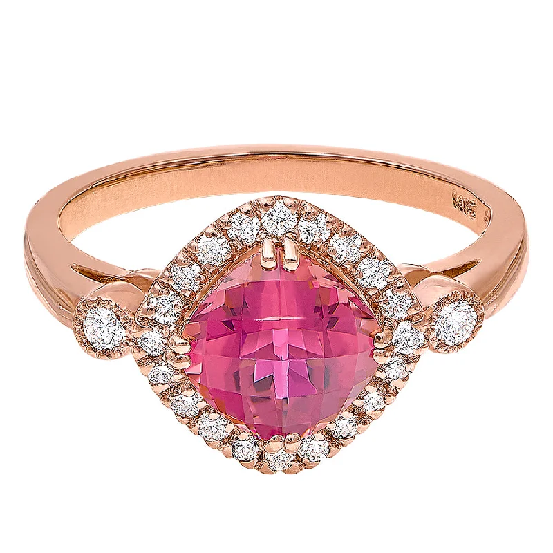 Modern Pink Tourmaline and Diamond Ring