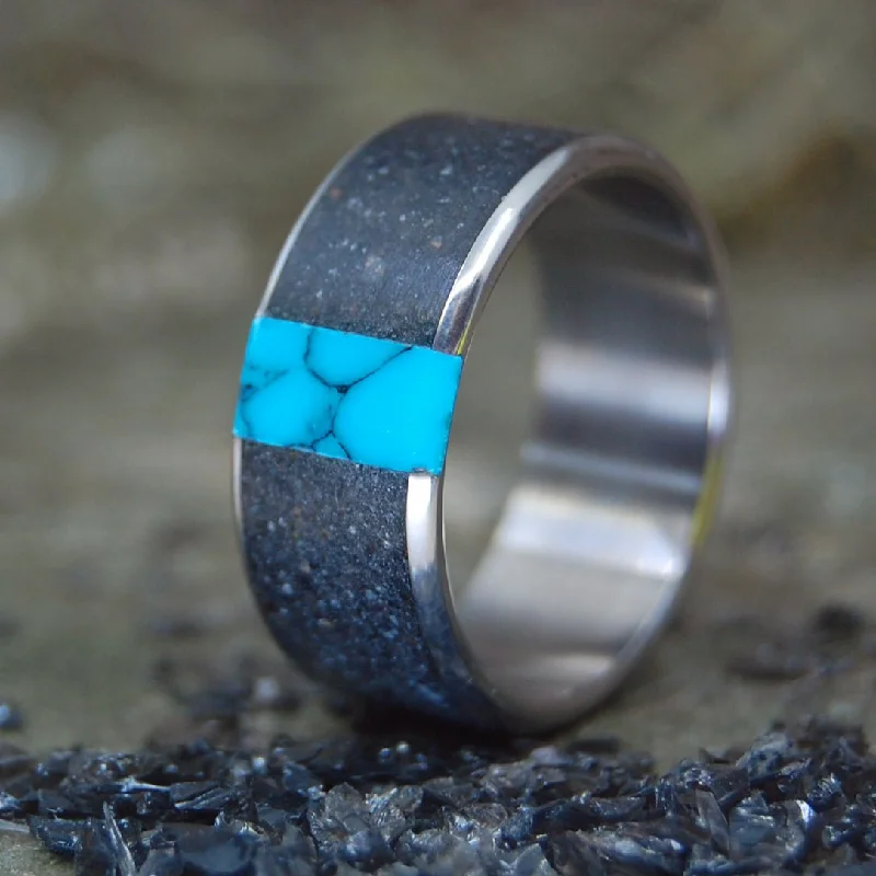 No One Else | Men's Icelandic Lava, Turquoise Stone & Titanium Wedding Ring