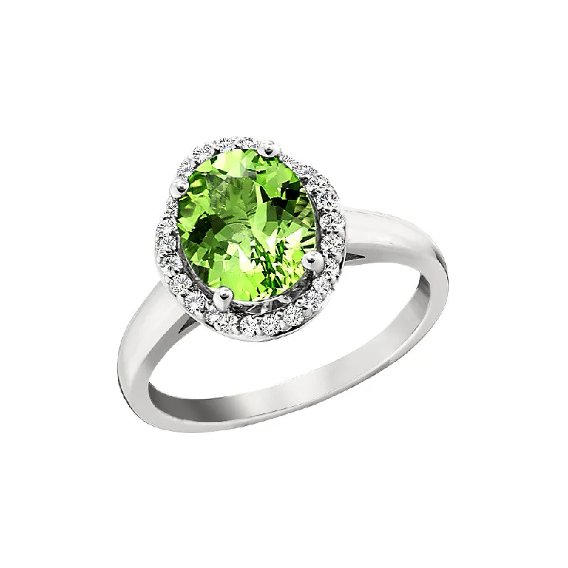 Halo Peridot and Diamond Ring Large