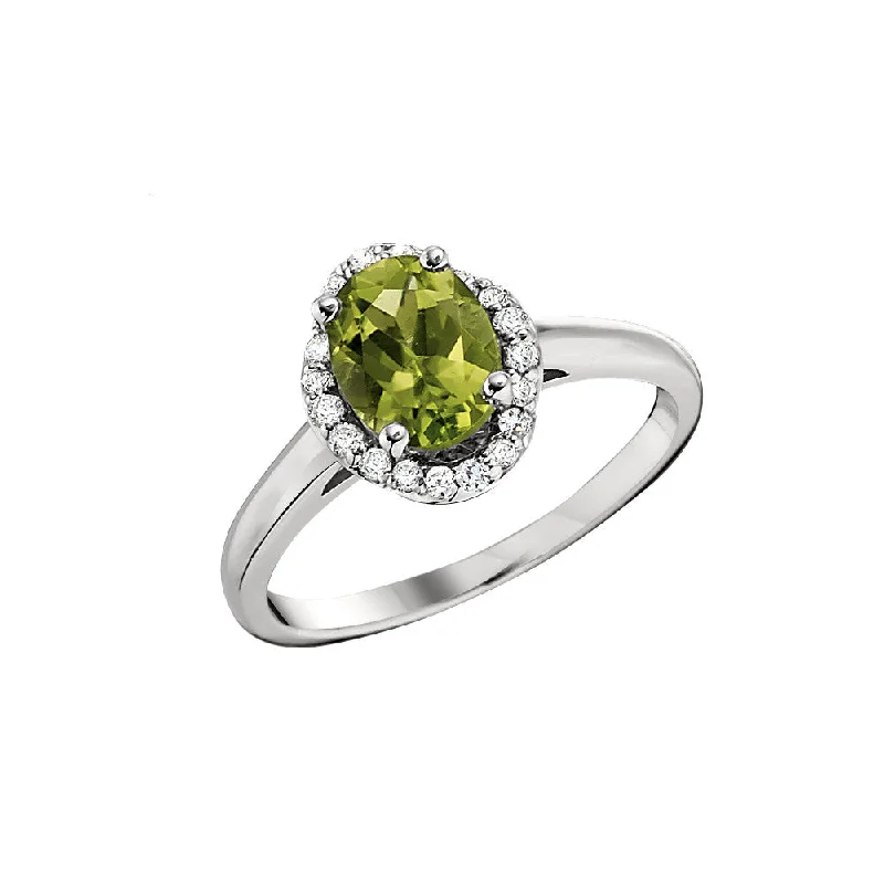 Halo Peridot and Diamond Ring Small