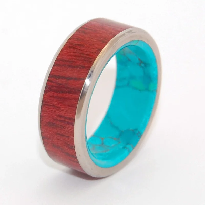 Promised Land | Men's Purple Heart Wood, Chrysocolla Stone & Titanium Wedding Ring