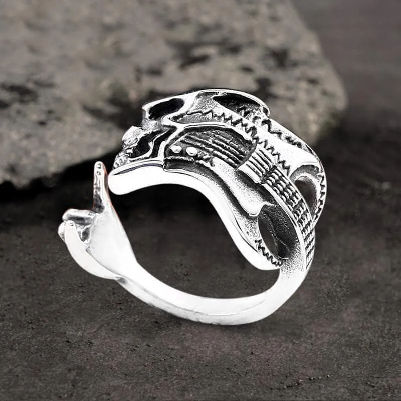 Retro Rock Skull Stainless Steel Open Ring