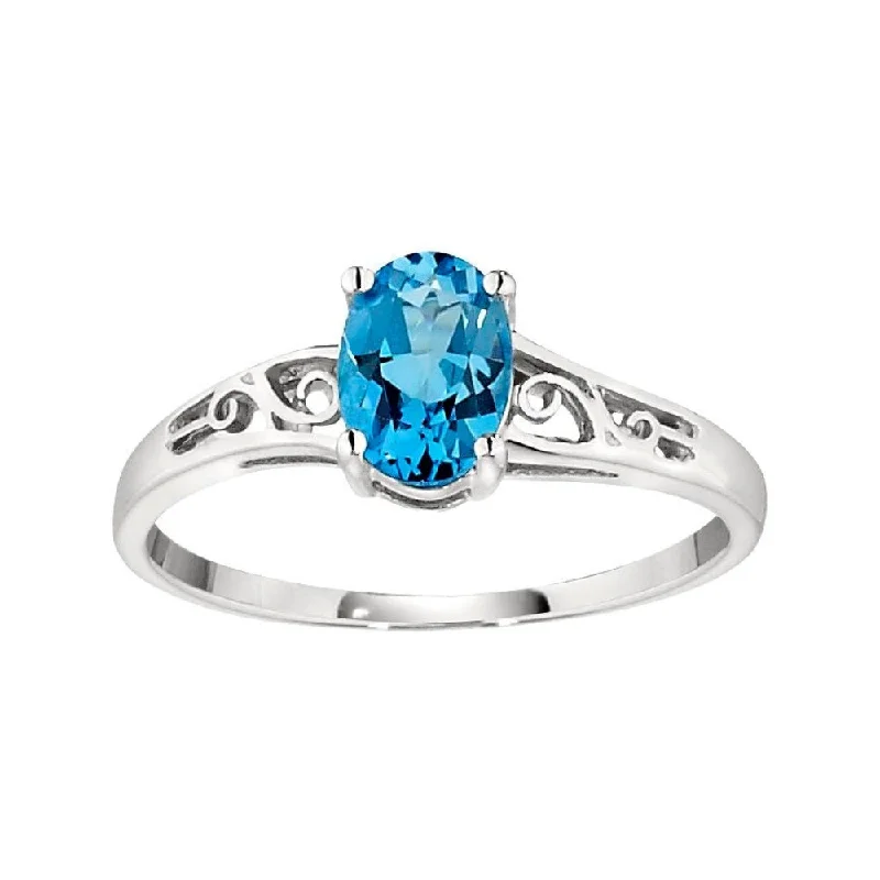 Vintage Filigree Blue Topaz Ring