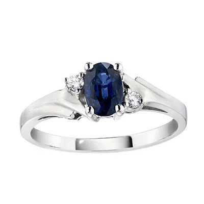 Oval Sapphire Bypass Ring with Diamonds