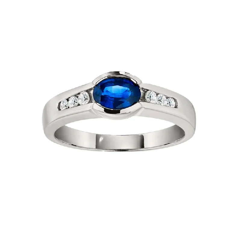 Modern Sapphire and Diamond Ring