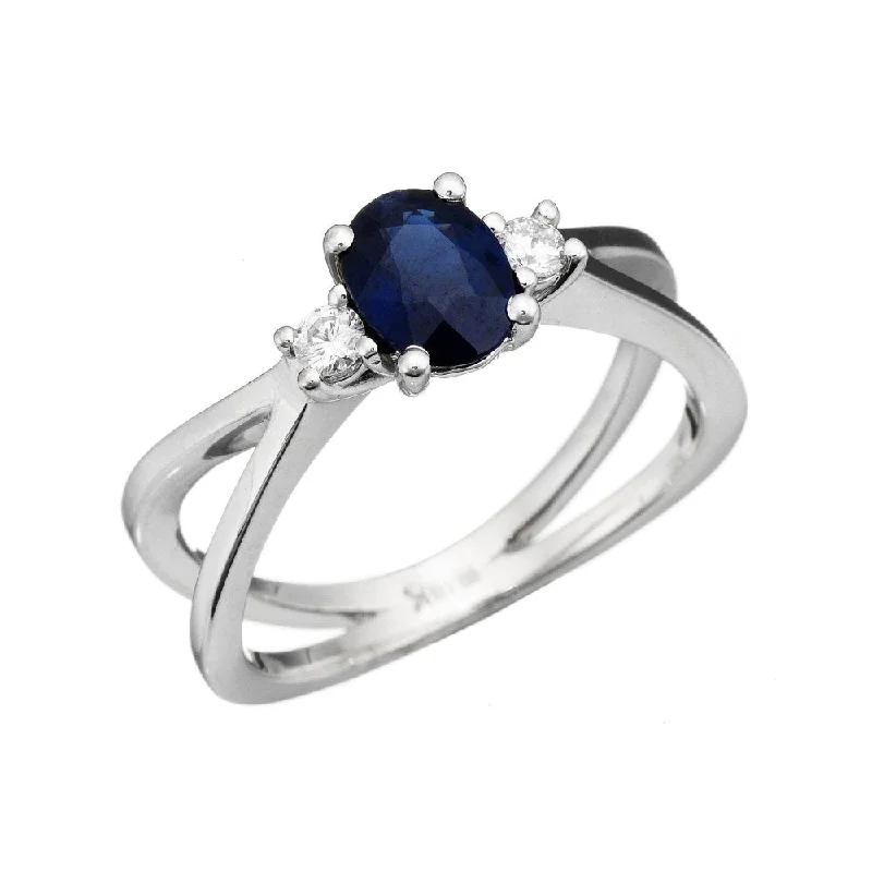 Split Shank Sapphire and Diamond Ring