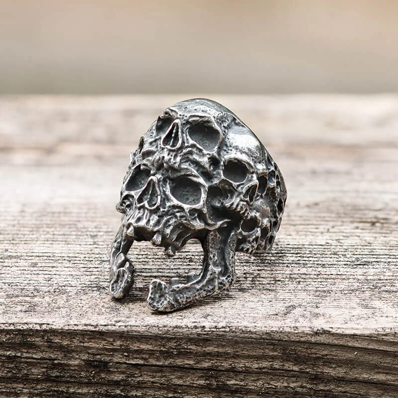 Roaring Multifaceted Skull Stainless Steel Ring