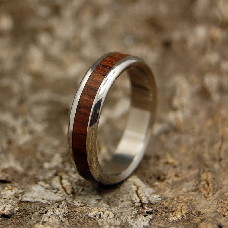 Rounded Cocobolo | Men's Cocobolo Wood & Titanium Wedding Ring