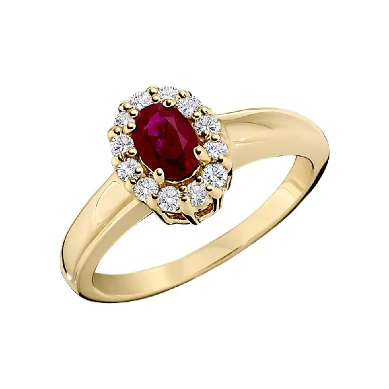 Ruby and Diamond Halo Ring