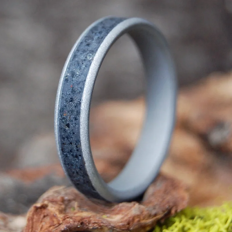 Sandblasted Volcanic Ash And Lava | Men's Volcanic Ash, Lava, & Beach Sand Wedding Ring