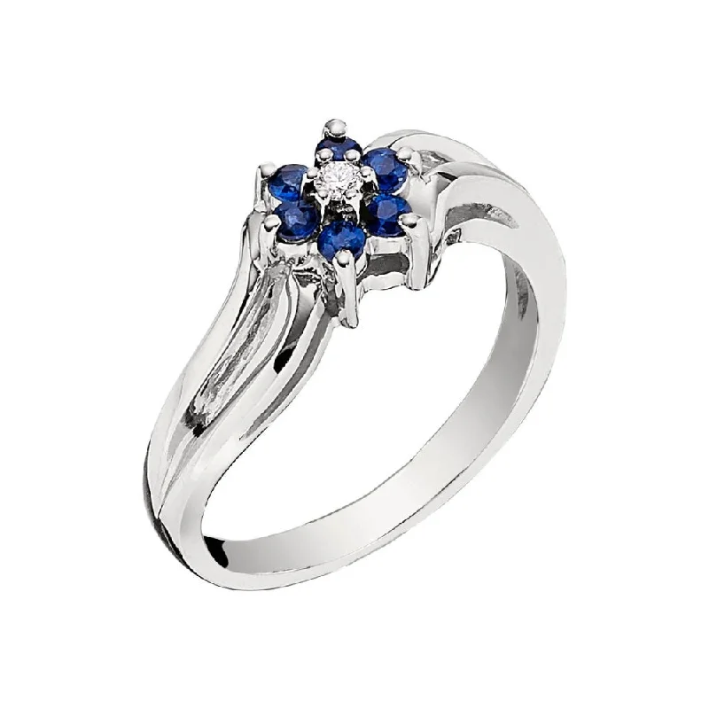 Flower Sapphire and Diamond Ring